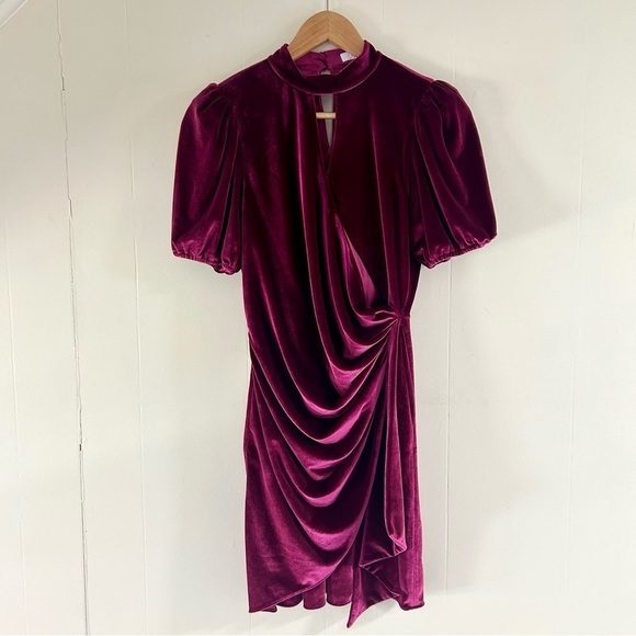 Parker Artie Velvet Wrap Dress in Magenta sz 4 - Picture 3 of 5